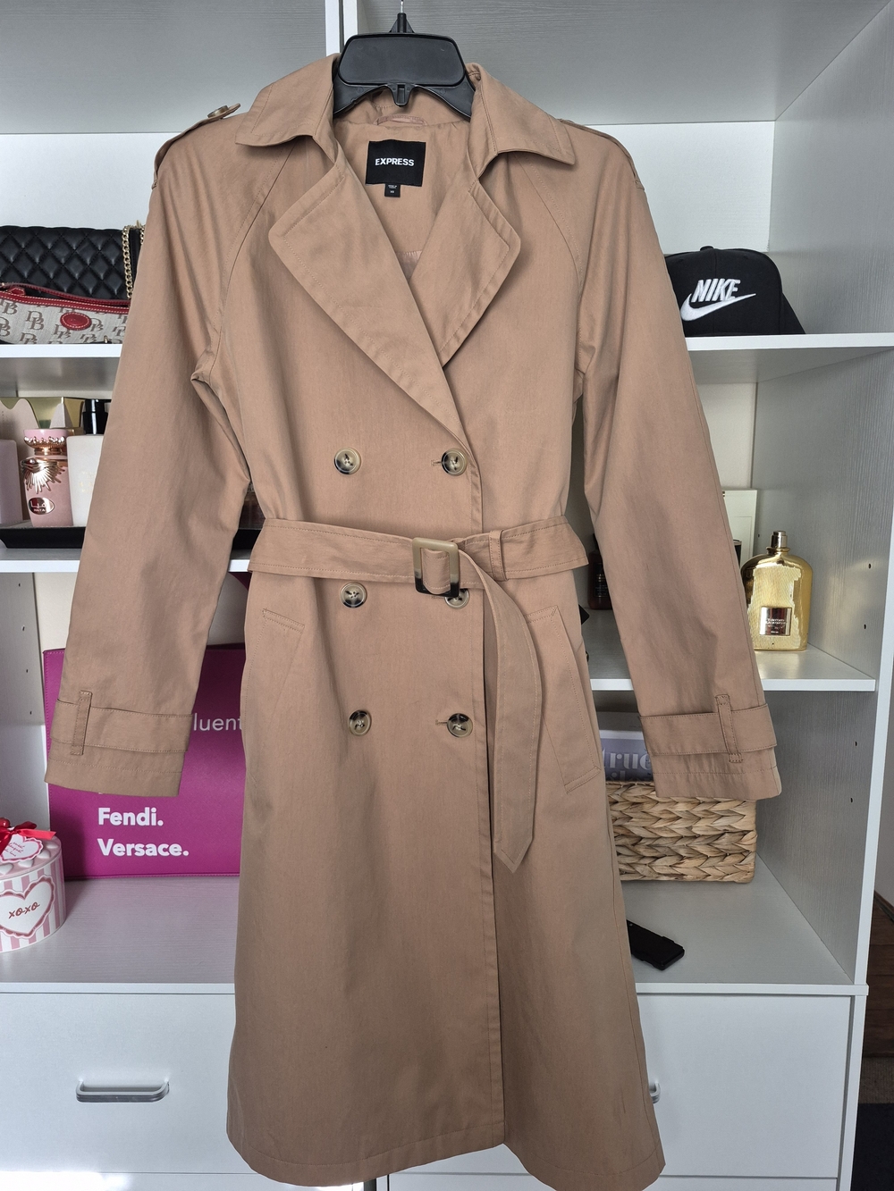 Express Classic Double-Breasted Trench Coat - Camel